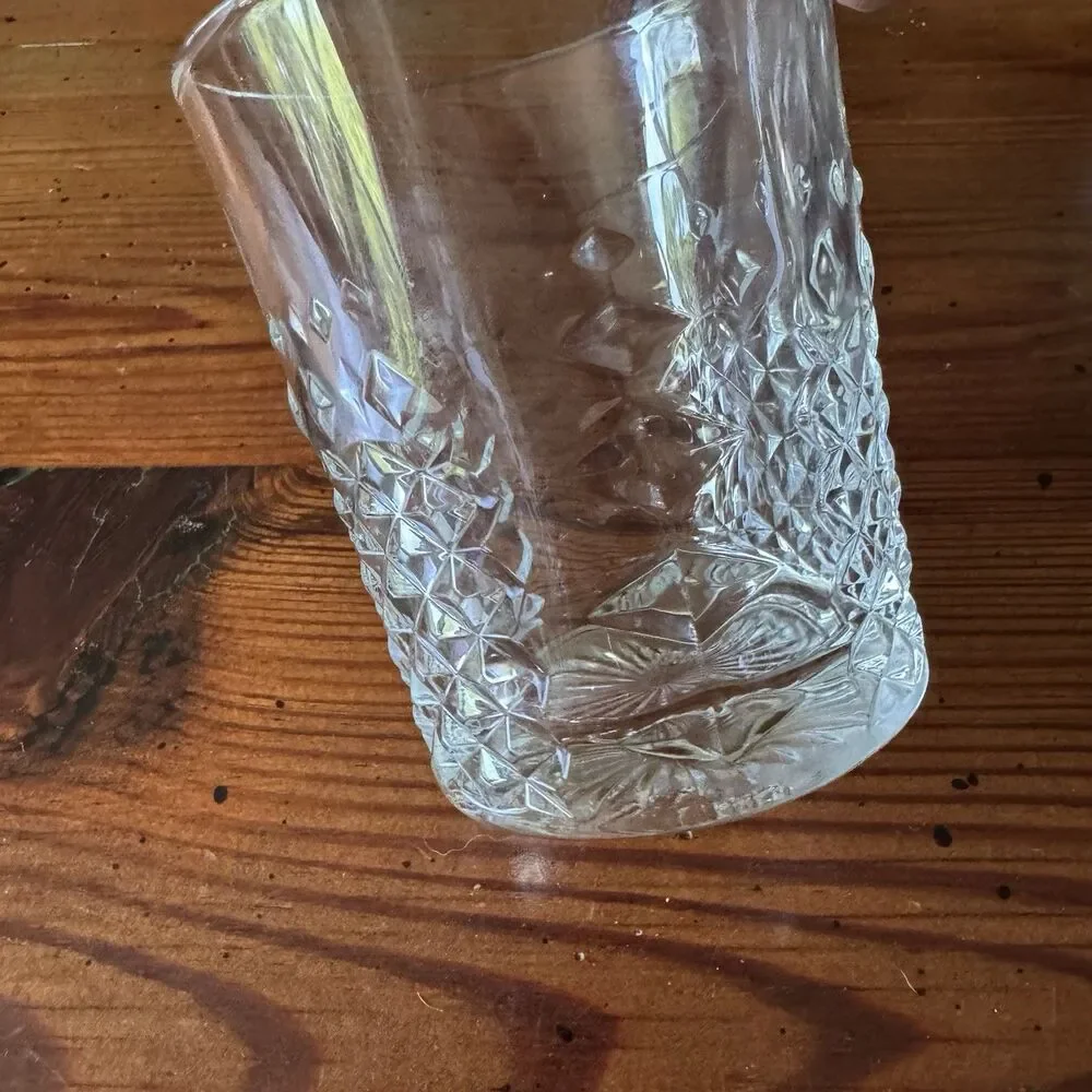 Libbey Clear Cut Glass Tumbler 4” Tall Diamond Cut -One Pc. - Picture 9 of 11